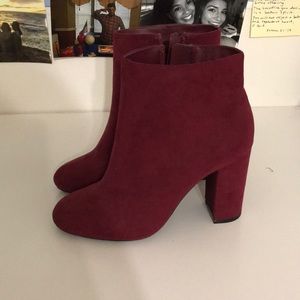 Red suede booties. Perfect for Christmas
